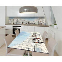 Наклейка 3Д виниловая на стол Zatarga «Культурный Париж» 600х1200 мм для домов, квартир, столов, кофейн, кафе Киев