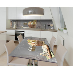 Наклейка 3Д вінілова на стіл Zatarga «Сири богеми» 650х1200 мм для будинків, квартир, столів, кав'ярень. Єланець