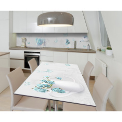 Наклейка 3Д виниловая на стол Zatarga «Бирюзовые мечты» 600х1200 мм для домов, квартир, столов, кофейн, кафе Лозовая