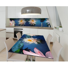Наклейка 3Д виниловая на стол Zatarga «Лотос на плаву» 600х1200 мм для домов, квартир, столов, кофейн, кафе Изюм