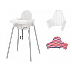 Стульчик для кормления + столик + подушка + чехол IKEA ANTILOP 42х4х42 см Серый Хмельницький