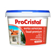 Краска акриловая фасадная Ирком ProCristal Fasad-Premium IP-132 10 л Белый Каменское