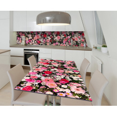 Наклейка 3Д виниловая на стол Zatarga «Ассорти из цветов» 600х1200 мм для домов, квартир, столов, кофейн, кафе Дубно