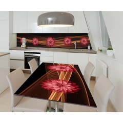 Наклейка 3Д виниловая на стол Zatarga «Цветочное танго» 600х1200 мм для домов, квартир, столов, кофейн, кафе Изюм