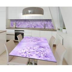 Наклейка 3Д виниловая на стол Zatarga «Лиловая сирень» 600х1200 мм для домов, квартир, столов, кофейн, кафе Дубно