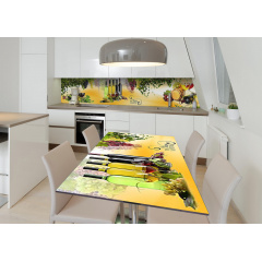Наклейка 3Д виниловая на стол Zatarga «Счастливый сомелье» 600х1200 мм для домов, квартир, столов, кофейн, Дубно