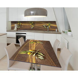 Наклейка 3Д виниловая на стол Zatarga «Золотая оливка» 650х1200 мм для домов, квартир, столов, кофейн, кафе