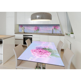 Наклейка 3Д вінілова на стіл Zatarga «Лилова гортензія» 650х1200 мм для будинків, квартир, столів, кафе