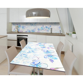 Наклейка 3Д вінілова на стіл Zatarga «Іриси на глині» 600х1200 мм для будинків, квартир, столів, кав'ярень