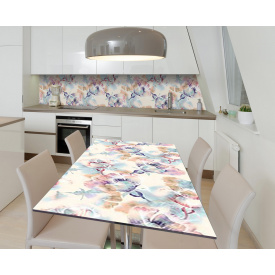 Наклейка 3Д вінілова на стіл Zatarga «Квітковий гербарій» 650х1200 мм для будинків, квартир, столів, кав'ярень,