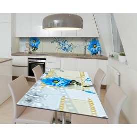 Наклейка 3Д виниловая на стол Zatarga «Бирюзовое кино» 600х1200 мм для домов, квартир, столов, кофейн, кафе