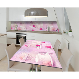 Наклейка 3Д виниловая на стол Zatarga «Клубничная мечта» 650х1200 мм для домов, квартир, столов, кофейн, кафе
