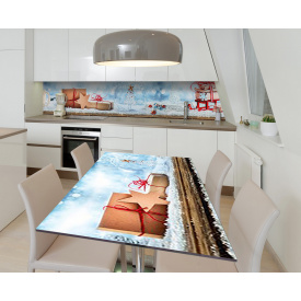 Наклейка 3Д виниловая на стол Zatarga «Новогодние чудеса» 600х1200 мм для домов, квартир, столов, кофейн, кафе