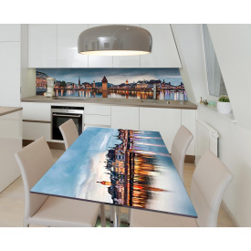 Наклейка 3Д виниловая на стол Zatarga «Отражение вечерних огней» 600х1200 мм для домов, квартир, столов,