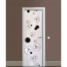 Наклейка на дверь Zatarga «Чёрно-белые капли» 650х2000 мм виниловая 3Д наклейка декор самоклеящаяся