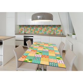 Наклейка 3Д виниловая на стол Zatarga «Печворк» 600х1200 мм для домов, квартир, столов, кофейн, кафе