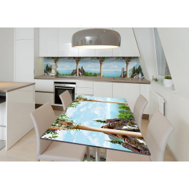 Наклейка 3Д виниловая на стол Zatarga «Вид на бухту» 650х1200 мм для домов, квартир, столов, кофейн, кафе