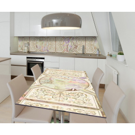 Наклейка 3Д виниловая на стол Zatarga «Мраморные ирисы» 650х1200 мм для домов, квартир, столов, кофейн, кафе