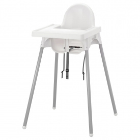 Стульчик для кормления + столик IKEA ANTILOP 56х62х90 см Бело-серый