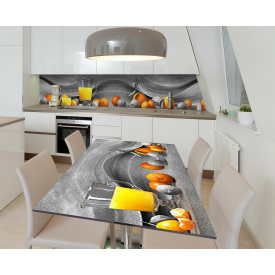 Наклейка 3Д виниловая на стол Zatarga «Апельсиновый фреш» 600х1200 мм для домов, квартир, столов, кофейн, кафе