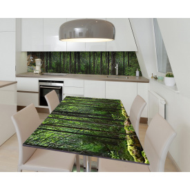 Наклейка 3Д вінілова на стіл Zatarga «Господарі лісу» 600х1200 мм для будинків, квартир, столів, кав'ярень, кафе