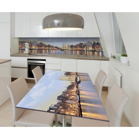 Наклейка 3Д вінілова на стіл Zatarga «Канали Амстердама» 650х1200 мм для будинків, квартир, столів, кафе