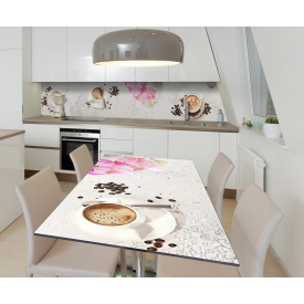 Наклейка 3Д виниловая на стол Zatarga «Молекулы кофе» 600х1200 мм для домов, квартир, столов, кофейн, кафе