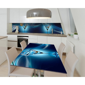 Наклейка 3Д виниловая на стол Zatarga «Бирюзовый мартини» 650х1200 мм для домов, квартир, столов, кофейн, кафе