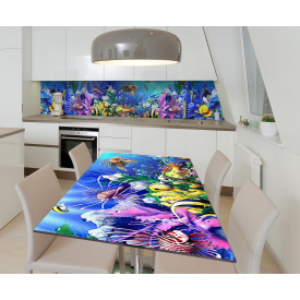 Наклейка 3Д виниловая на стол Zatarga «Глубоководные красоты» 650х1200 мм для домов, квартир, столов, кофейн,