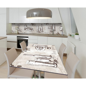 Наклейка 3Д виниловая на стол Zatarga «Английский фуршет» 650х1200 мм для домов, квартир, столов, кофейн, кафе