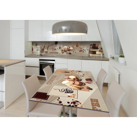 Наклейка 3Д виниловая на стол Zatarga «Кремовый мусс» 650х1200 мм для домов, квартир, столов, кофейн, кафе