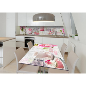 Наклейка 3Д виниловая на стол Zatarga «Торт из Парижа» 600х1200 мм для домов, квартир, столов, кофейн, кафе