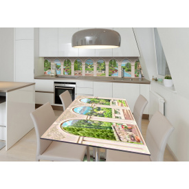 Наклейка 3Д вінілова на стіл Zatarga «Фазенда біля моря» 600х1200 мм для будинків, квартир, столів, кав'ярень, кафе