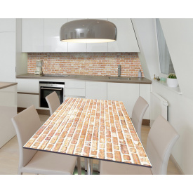 Наклейка 3Д вінілова на стіл Zatarga «Червона цегла» 650х1200 мм для будинків, квартир, столів, кафе
