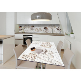 Наклейка 3Д виниловая на стол Zatarga «Бодрая чашка» 600х1200 мм для домов, квартир, столов, кофейн, кафе