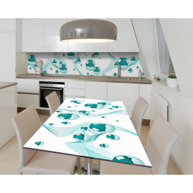 Наклейка 3Д виниловая на стол Zatarga «Бирюзовые сферы» 650х1200 мм для домов, квартир, столов, кофейн, кафе