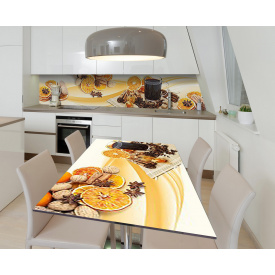 Наклейка 3Д виниловая на стол Zatarga «Осенний глинтвейн» 600х1200 мм для домов, квартир, столов, кофейн, кафе