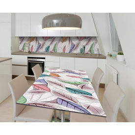 Наклейка 3Д виниловая на стол Zatarga «Пастельный гербарий» 650х1200 мм для домов, квартир, столов, кофейн,
