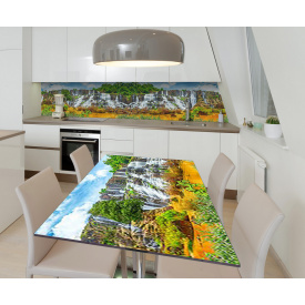 Наклейка 3Д вінілова на стіл Zatarga «Чарівність водоспадів» 650х1200 мм для будинків, квартир, столів, кав'ярень,