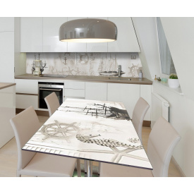 Наклейка 3Д виниловая на стол Zatarga «Морская сепия» 600х1200 мм для домов, квартир, столов, кофейн, кафе