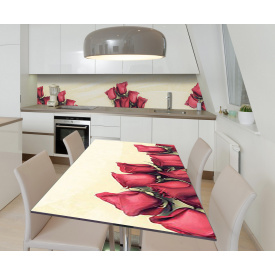 Наклейка вінілова на стіл Zatarga  "Бутони Червоних Троянд" 650х1200 мм