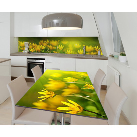 Наклейка 3Д вінілова на стіл Zatarga «Ранок на лузі» 600х1200 мм для будинків, квартир, столів, кав'ярень, кафе