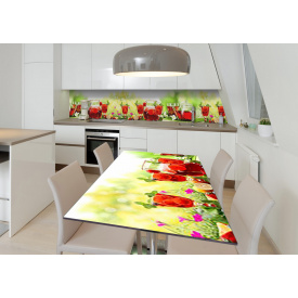 Наклейка 3Д виниловая на стол Zatarga «Цитрусовый чай» 600х1200 мм для домов, квартир, столов, кофейн, кафе