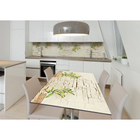 Наклейка 3Д виниловая на стол Zatarga «Ветви оливы» 650х1200 мм для домов, квартир, столов, кофейн, кафе