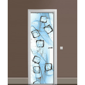 Наклейка на двері Zatarga «Вода з льодом» 650х2000 мм вінілова 3Д наклейка декор самоклеюча