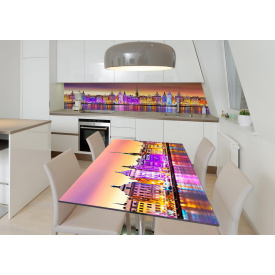 Наклейка 3Д вінілова на стіл Zatarga «Переливання квітів» 600х1200 мм для будинків, квартир, столів, кав'ярень,