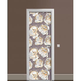 Наклейка на дверь Zatarga «Цветы серой сепии» 650х2000 мм виниловая 3Д наклейка декор самоклеящаяся