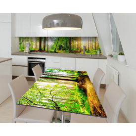Наклейка 3Д виниловая на стол Zatarga «Лесной ручей» 600х1200 мм для домов, квартир, столов, кофейн, кафе