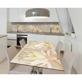 Наклейка 3Д вінілова на стіл Zatarga «Шепіт лотоса» 650х1200 мм для будинків, квартир, столів, кав'ярень