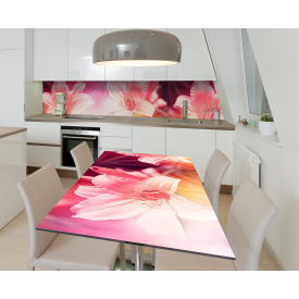 Наклейка 3Д виниловая на стол Zatarga «Аромат лилий» 600х1200 мм для домов, квартир, столов, кофейн, кафе